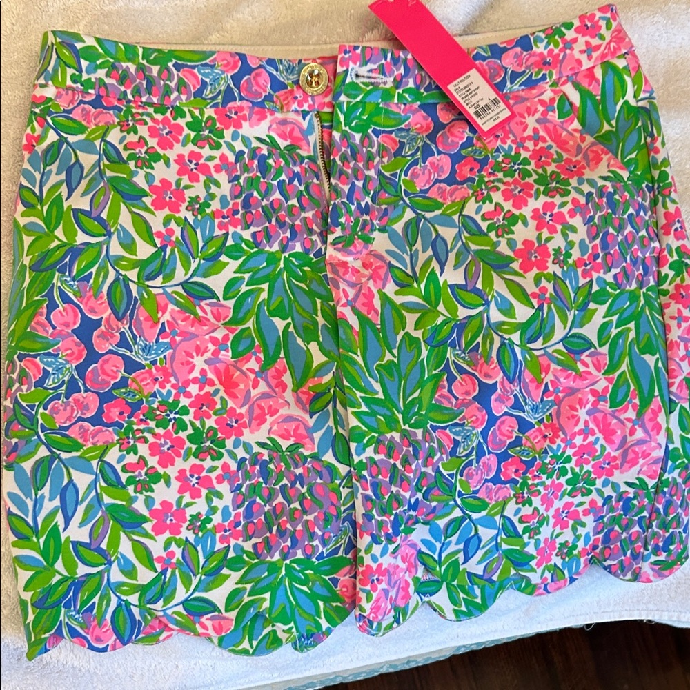 Lilly Pulitzer Pink and Green Floral Shorts